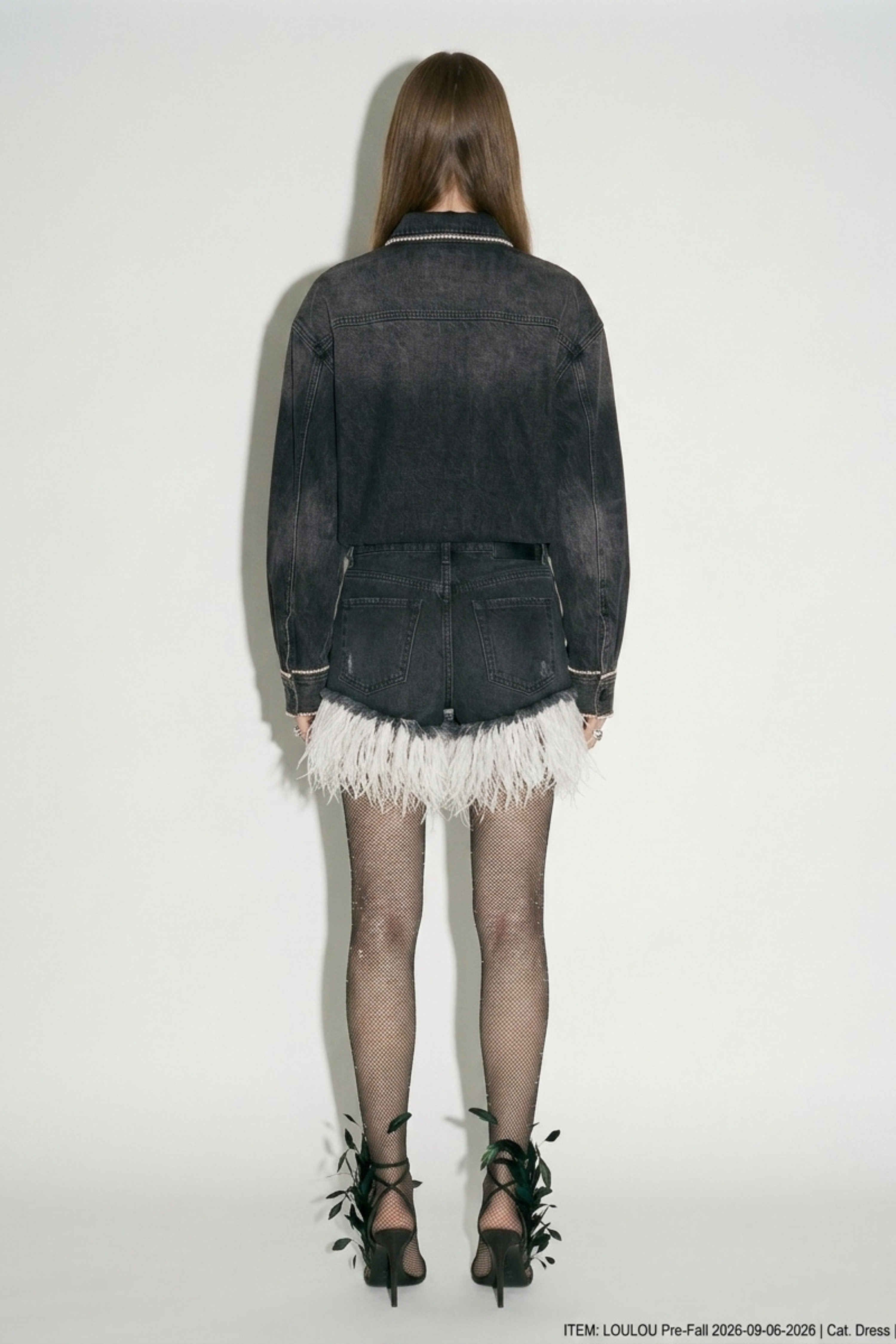 Washed Black Crystal Trim Denim Shirt