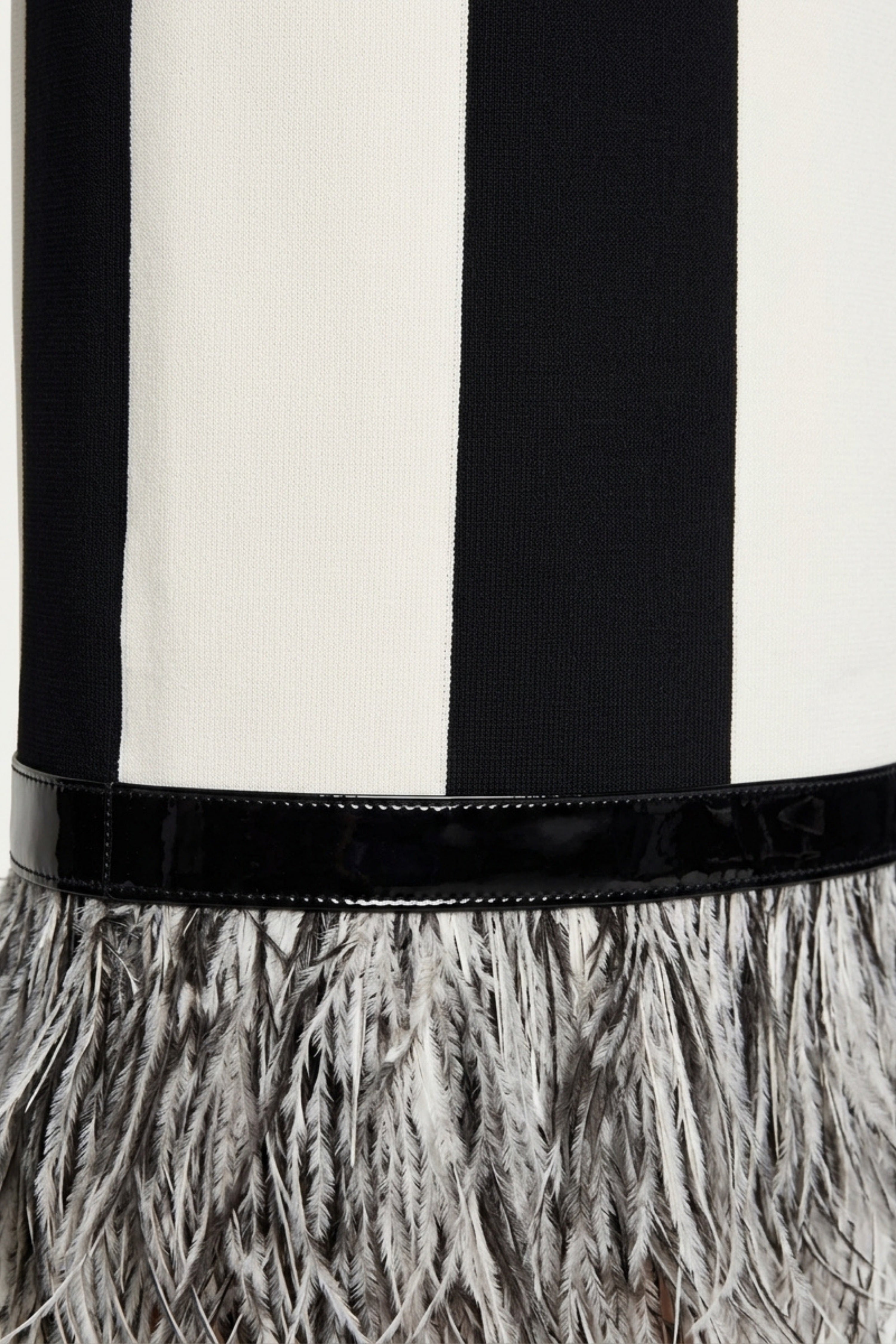 Striped Feather Trim Midi Skirt