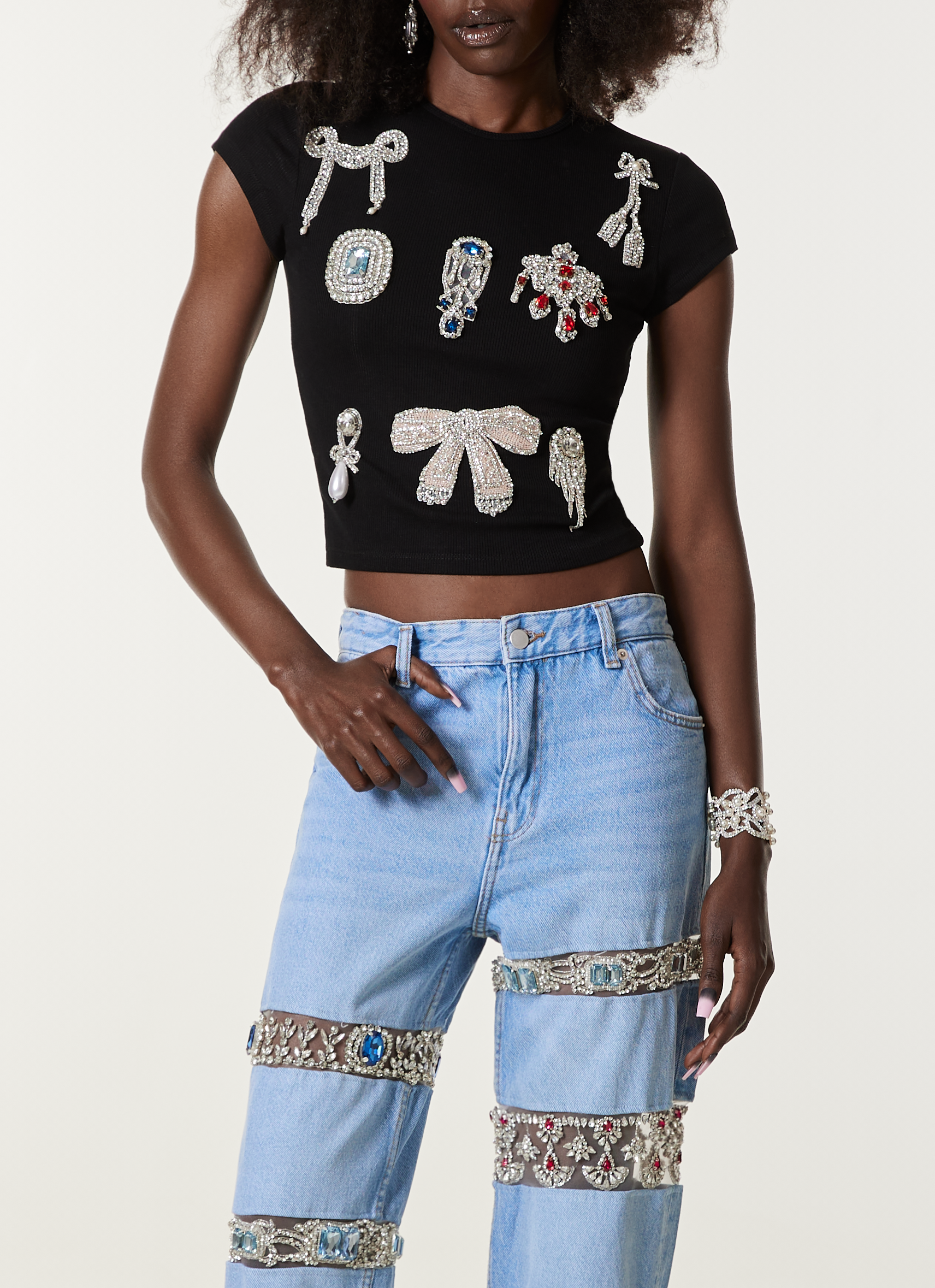LOULOU Blue Crystal Denim Jeans - photo 3