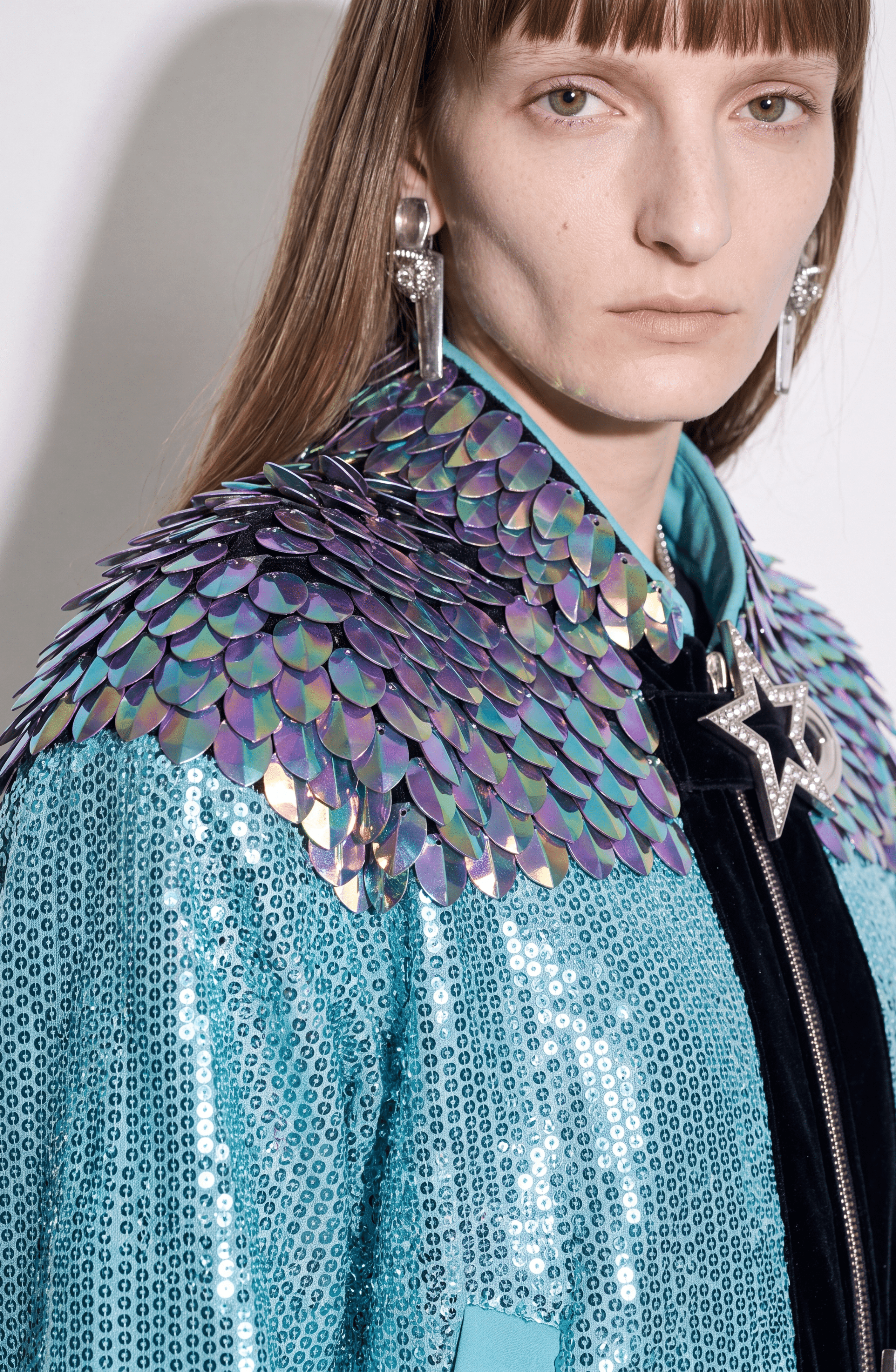 Sequin Star Buckle Bomber Jacket