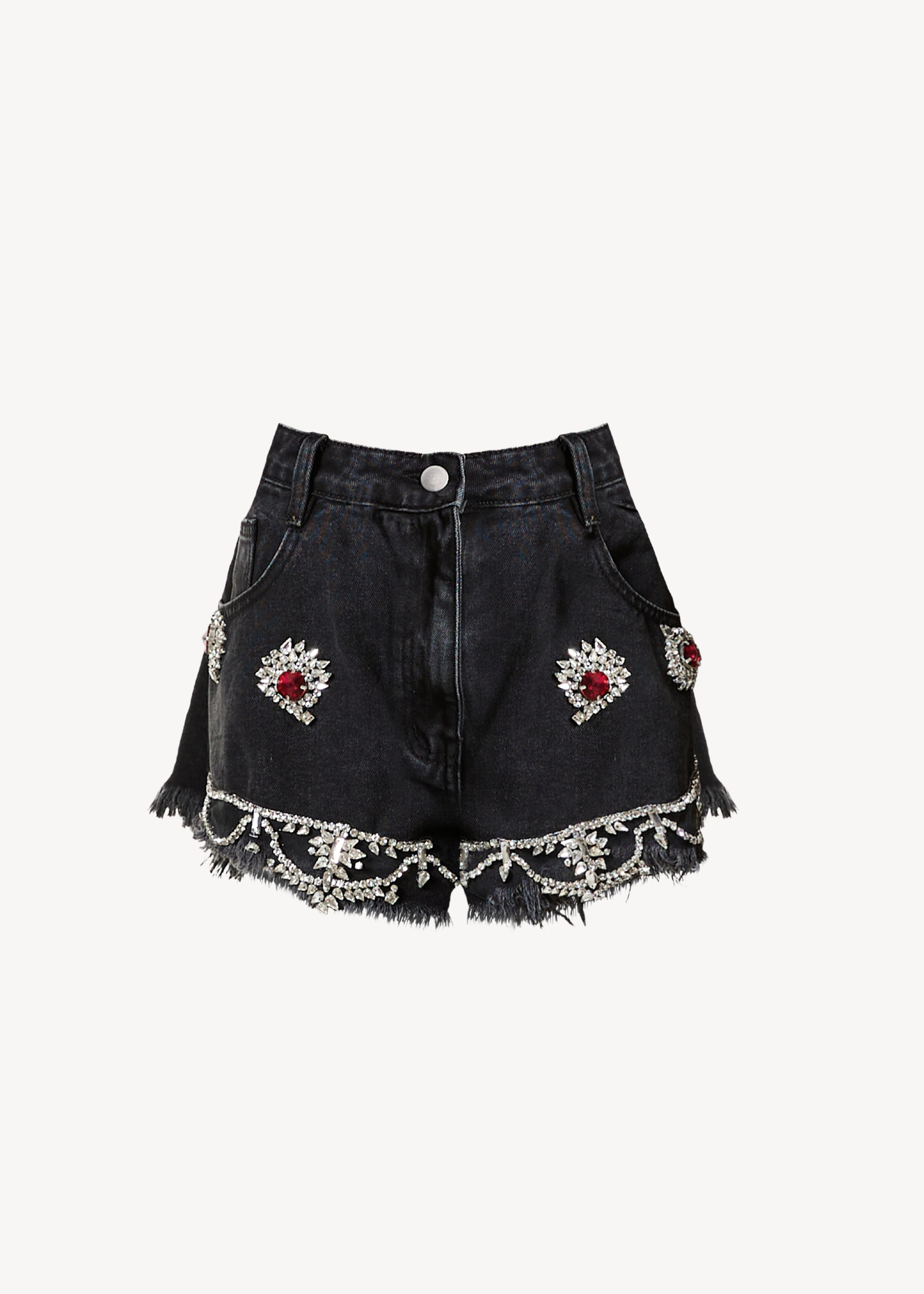LOULOU Crystal Denim Shorts - photo 1