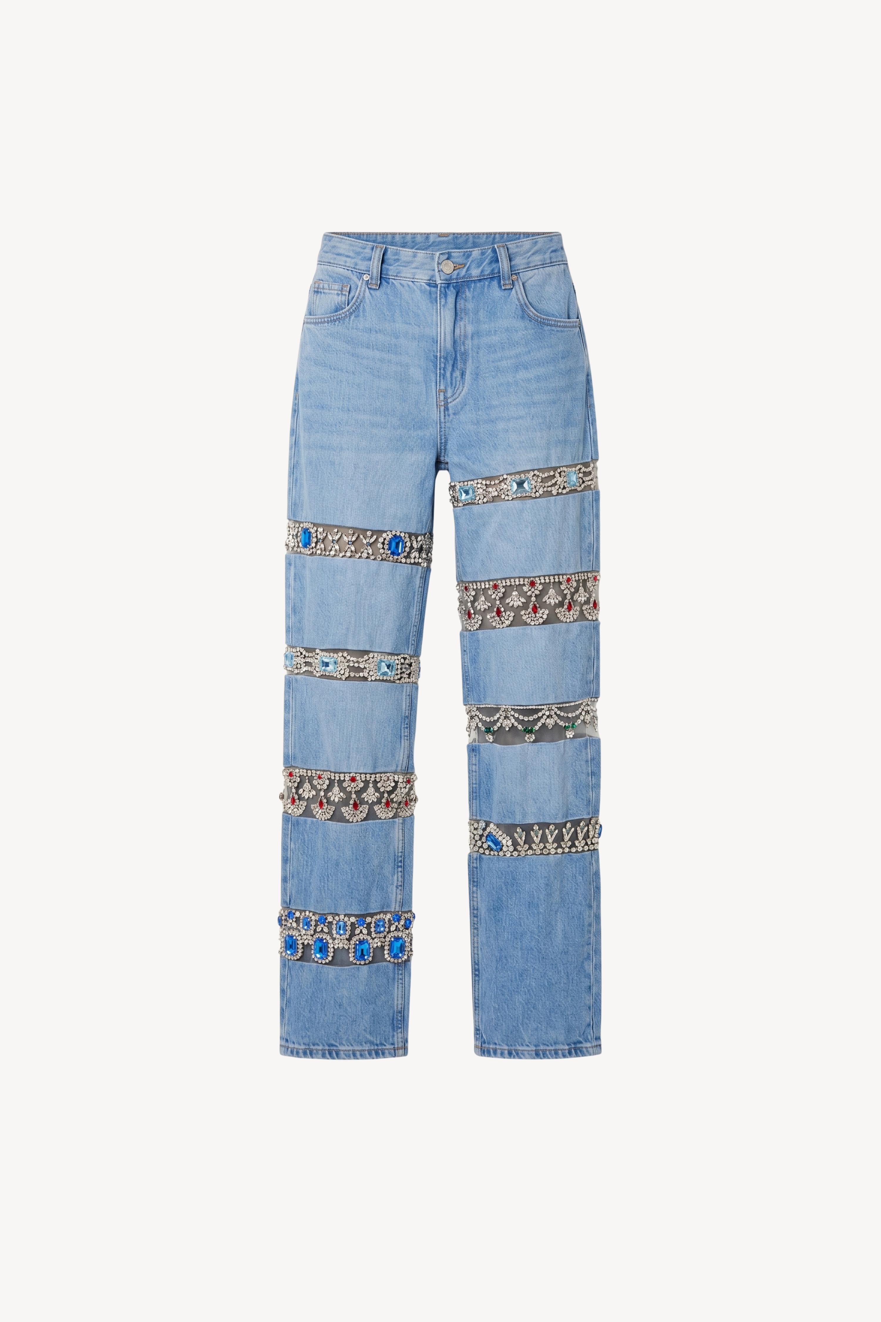 LOULOU Blue Crystal Denim Jeans - photo 1