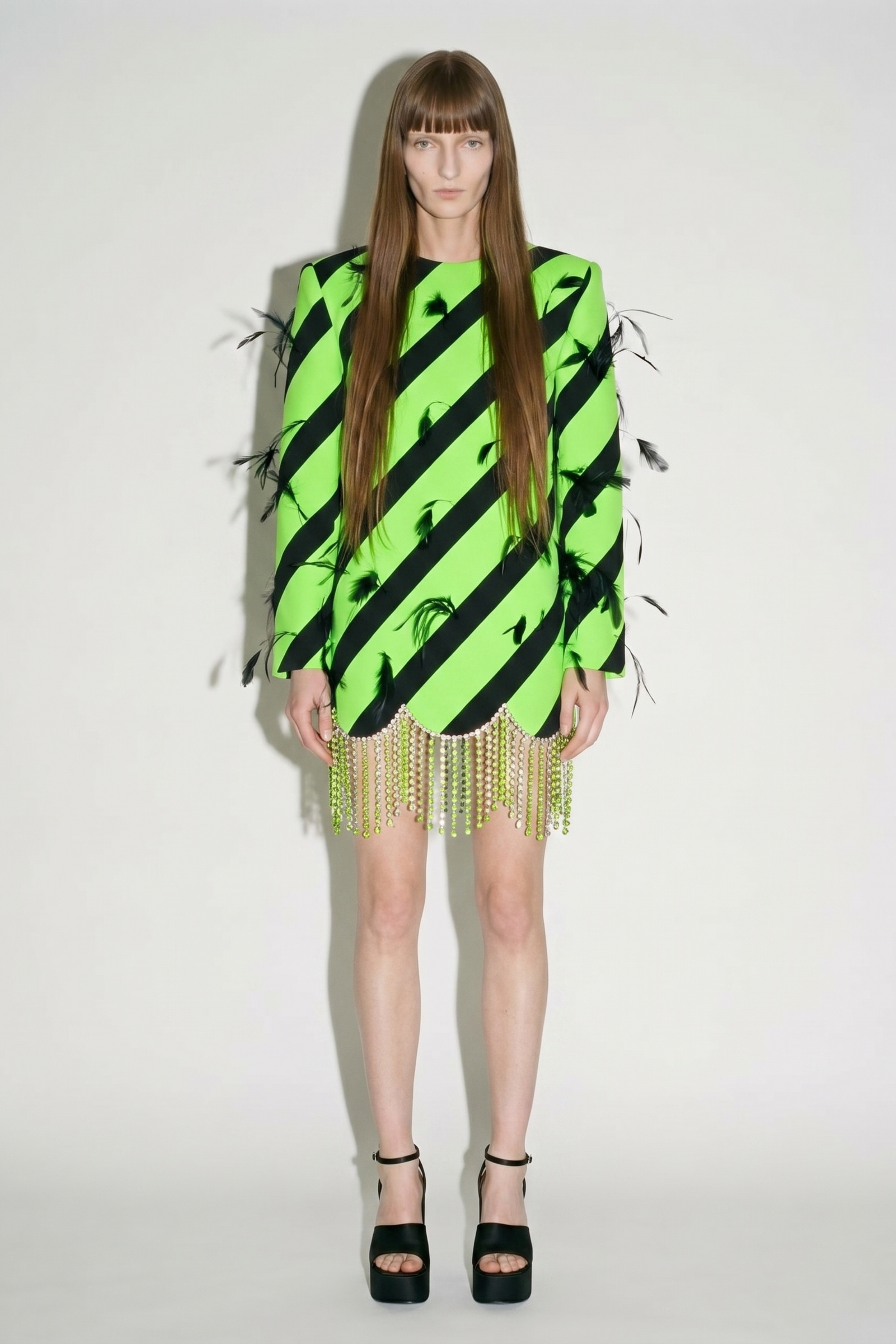 Lime Striped Mini Dress