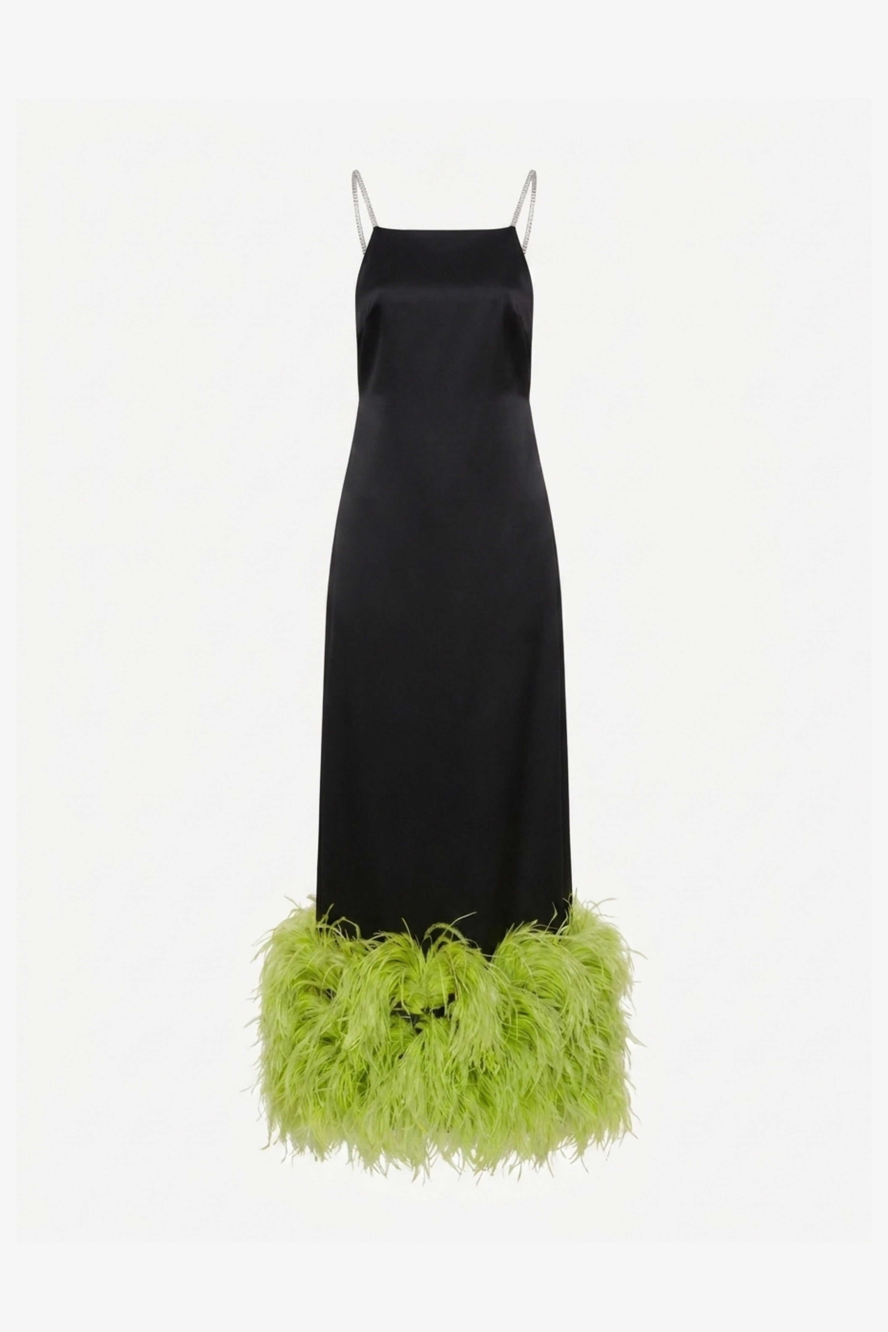 Black Lime Feather Maxi Dress
