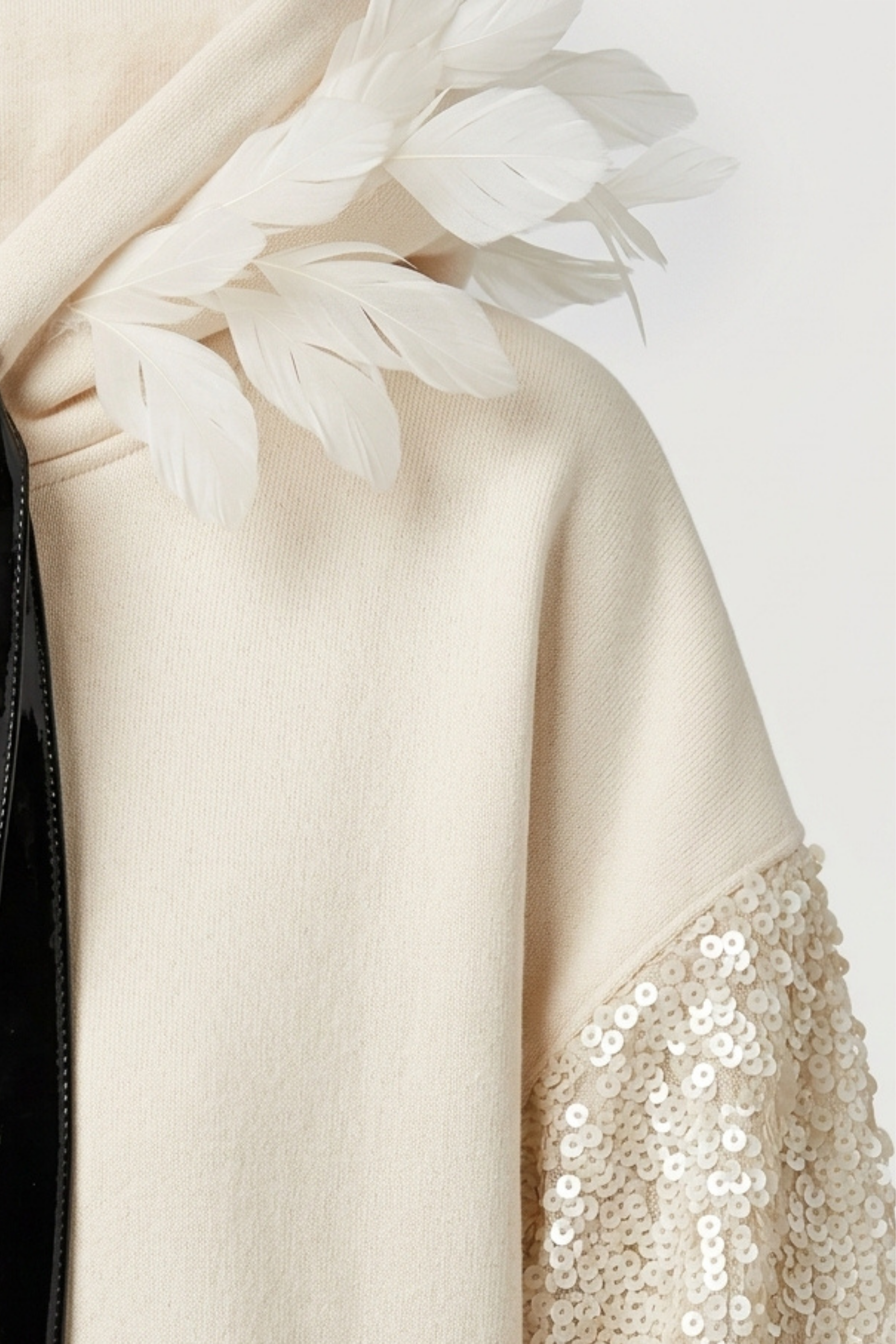 Ivory Sequin Feather Hoodie