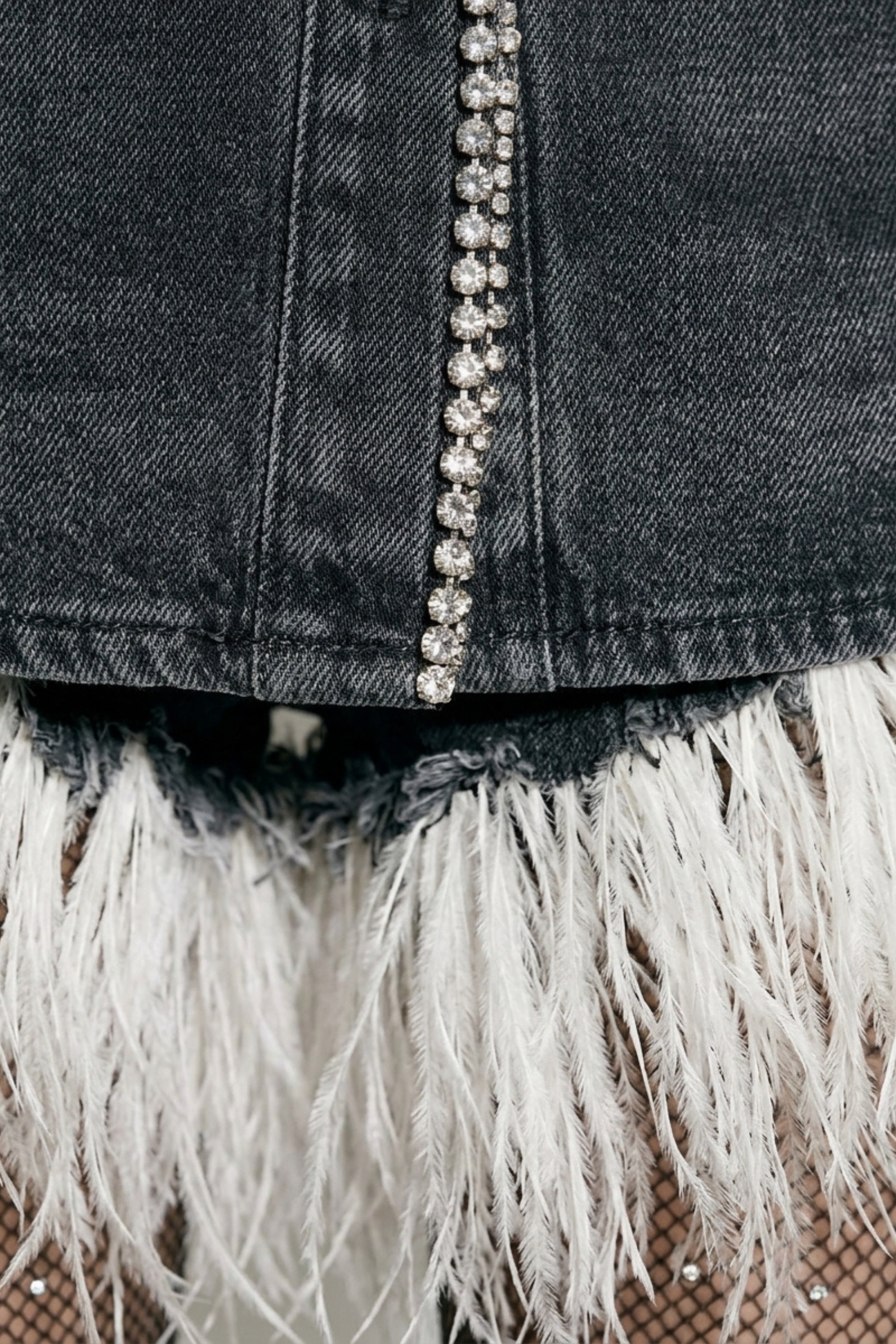 Washed Black Crystal Trim Denim Shirt