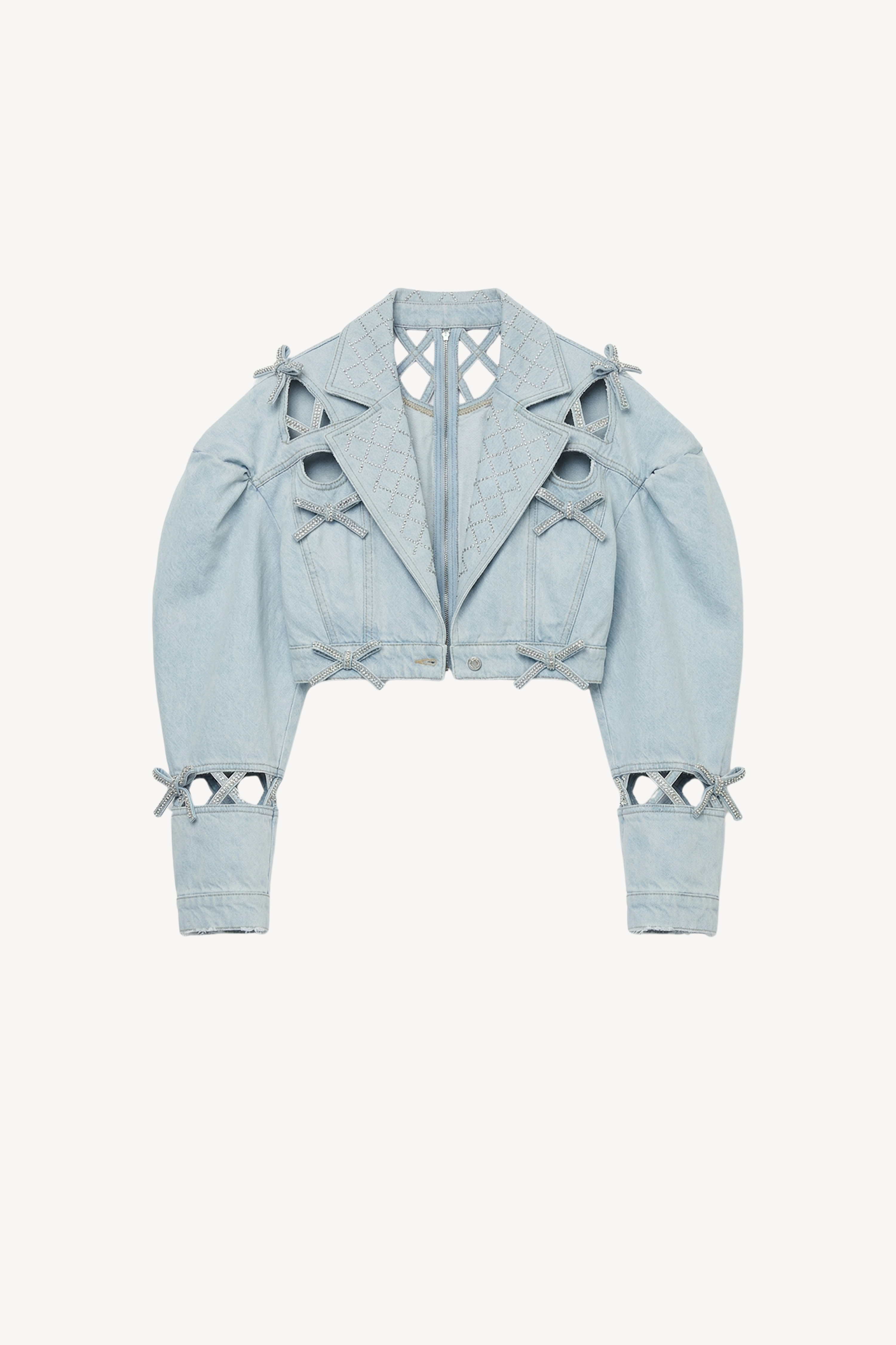 LOULOU Cropped Denim Jacket in Light Blue - photo 1