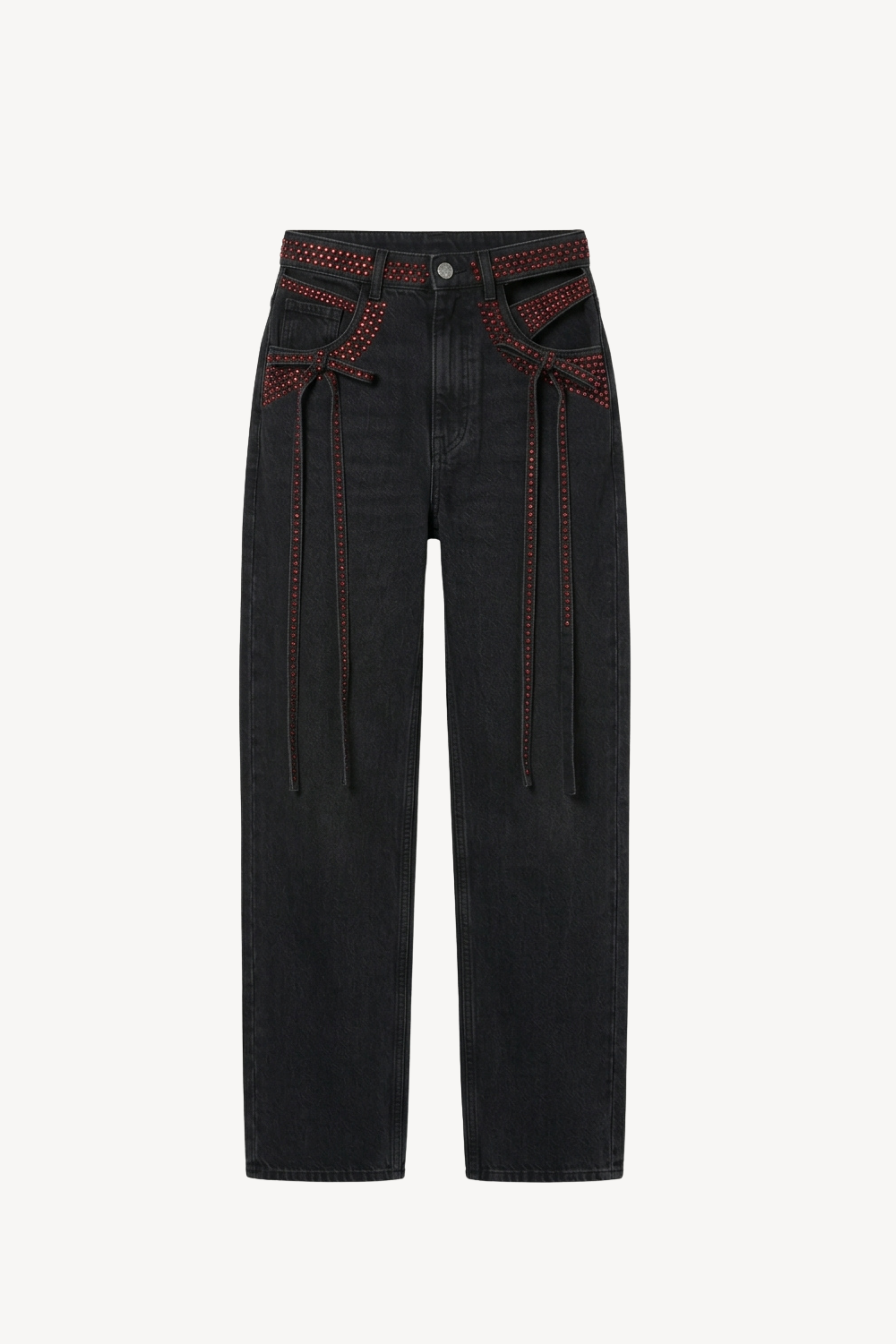 LOULOU Wide Leg Cut-Out Waist Denim Jeans in Black - photo 1
