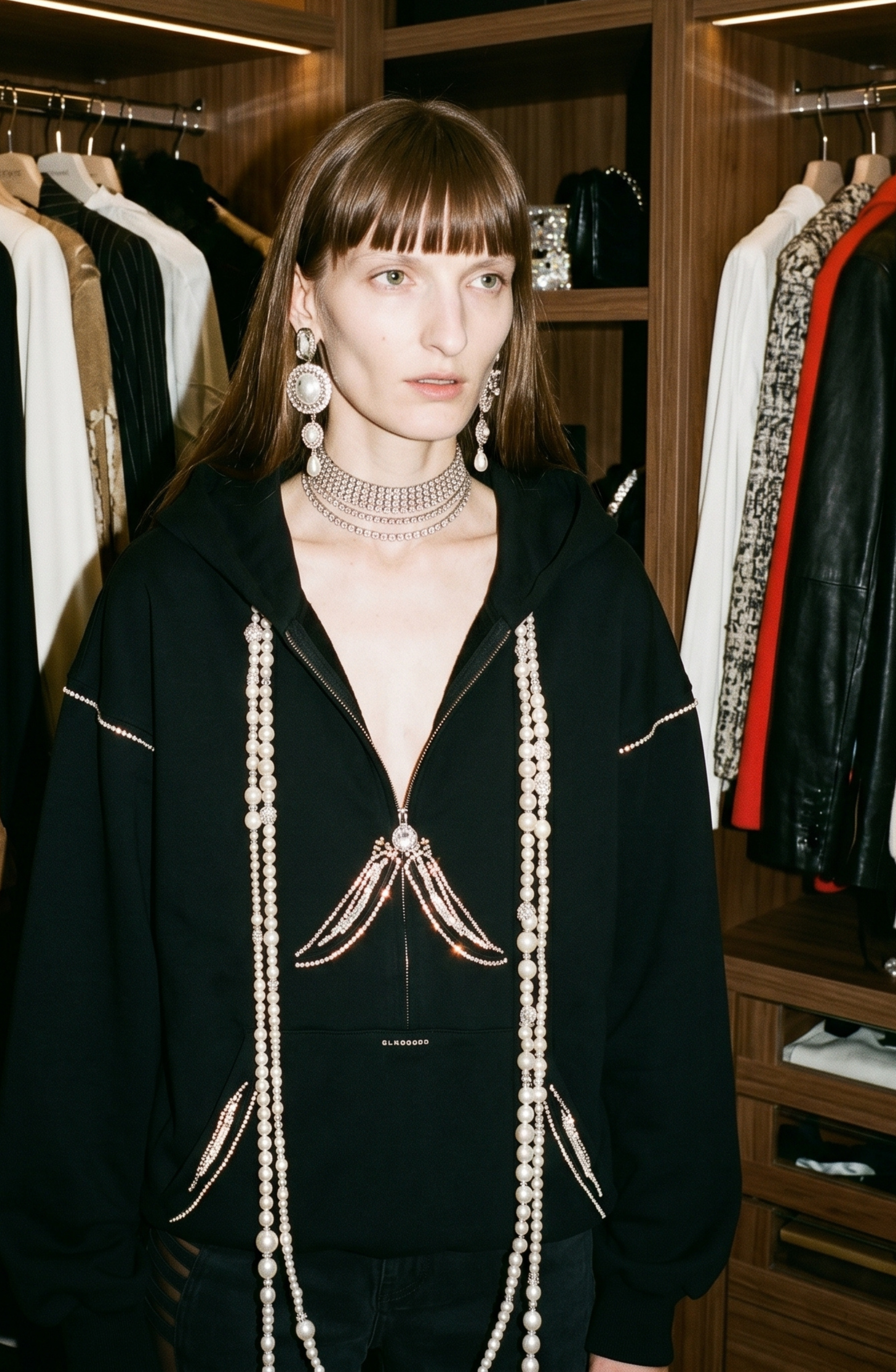 Pearl-Trim Hoodie