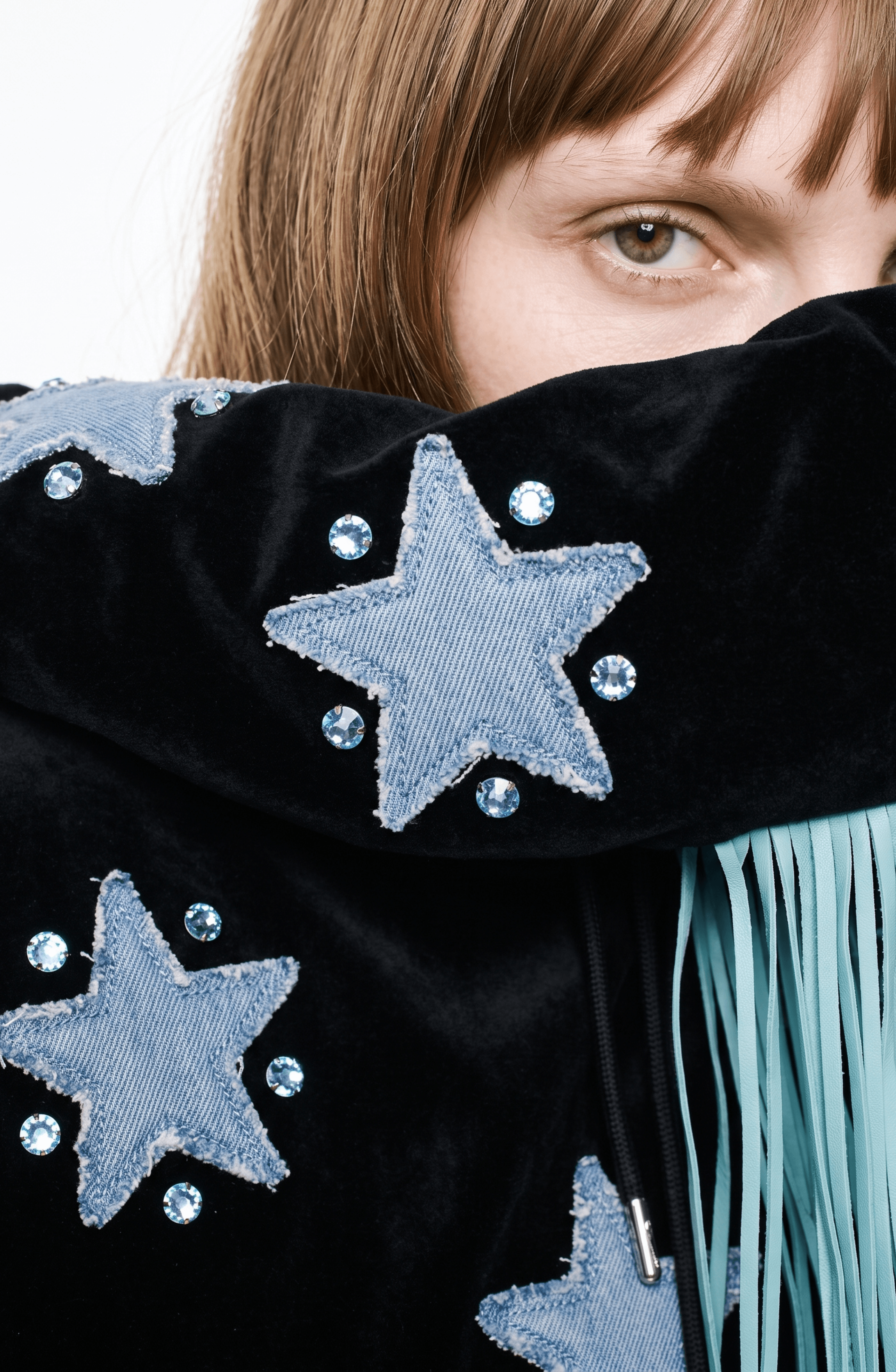 Fringed Star Velvet Hoodie