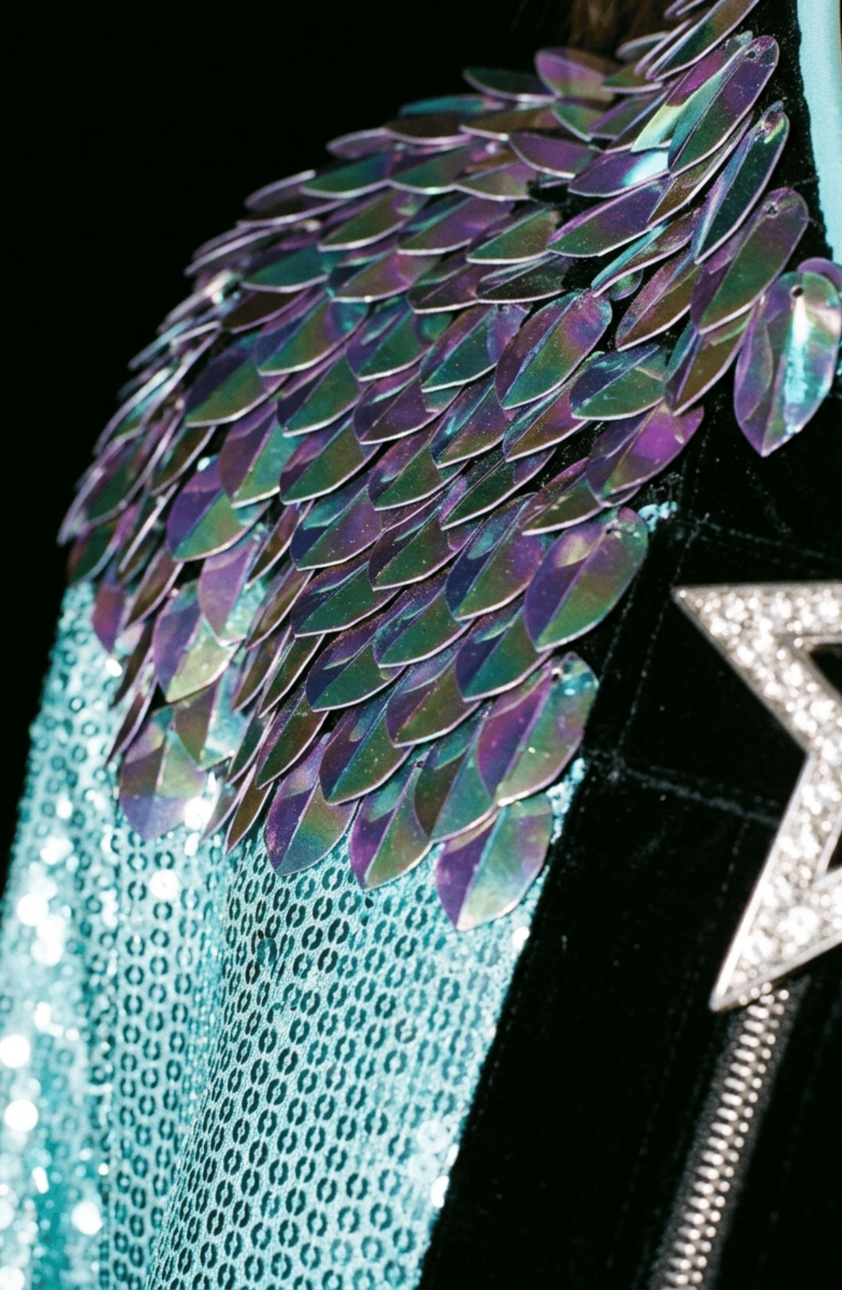 Sequin Star Buckle Bomber Jacket